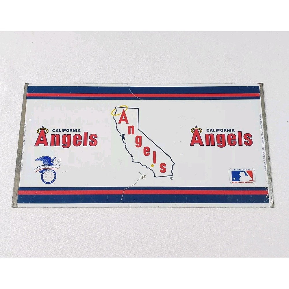 VINTAGE 1984 California Angels Baseball Tin Can Coin Bank Plate RARE
